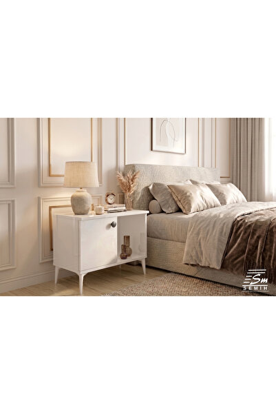 SEMİH MOBİLYA Modern 1. Sınıf MDF Çok Amaçlı Komodin Raflı Tek Kapaklı Ayaklı...