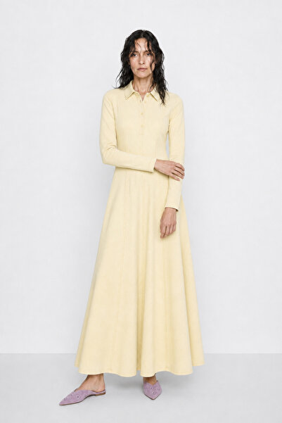 Mevra Lena |   Pieced Denim Dress Butter Yellow