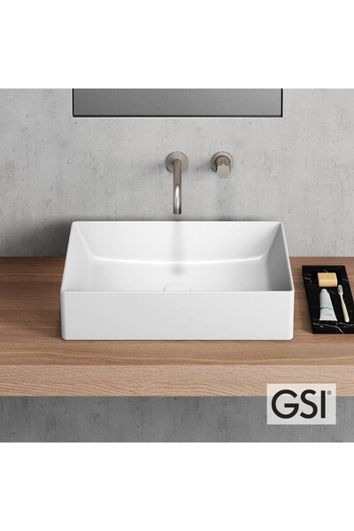 GSI KUBE-X 9429-300 Λευκός Πορσελάνινος Νιπτήρας Μπάνιου Επιτραπέζιος 50 x 37εκ