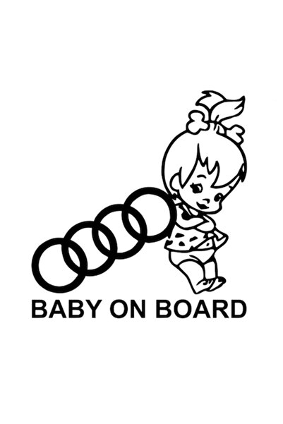 OEM Autocolant decorativ auto  "bebeluș la bord ", 15cm, Negru