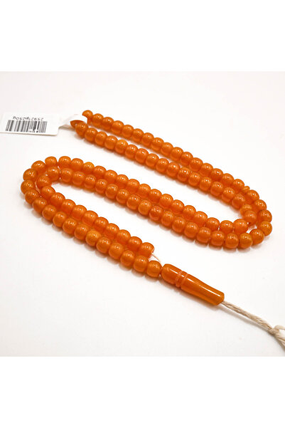 Generic Afghan Musk Rosary 97 Beads 5.5X4.5Mm Vibrant Orange Barrel Prayer Be...