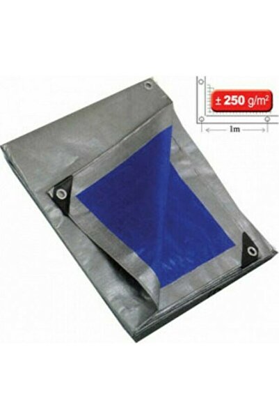 KRAUSMANN 250BS Μουσαμάς με Κρίκους 8 × 12m 250gr/τμ Μπλε-Ασημί