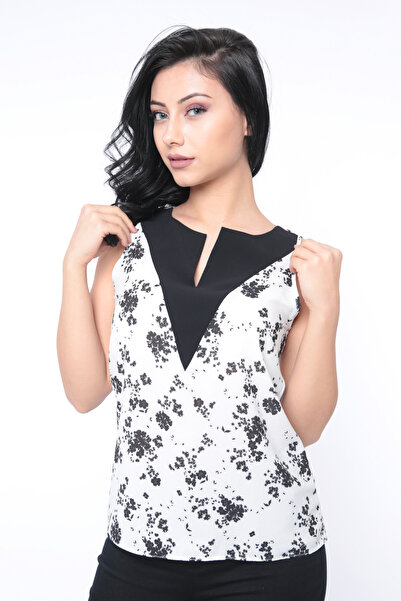 FIRST STYLE Elegant Turkish Blouse with Off-The-Shoulder Floral Pattern and L...