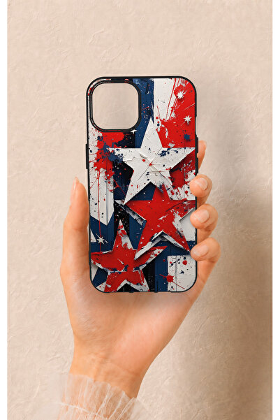 Vip Case iPhone 13 Uyumlu Star Flag Desenli Silikon Kılıf