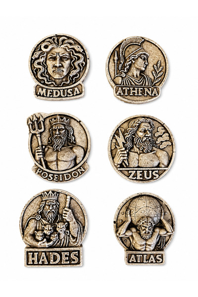 Antioch Art And Design Medusa Athena Poseidon Zeus Hades Atlas Altılı Yunan M...