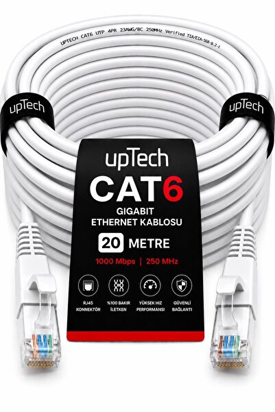upTech Cat6 Ethernet Cable 20 Meters Rj45 Lan Internet Modem Router Computer ...