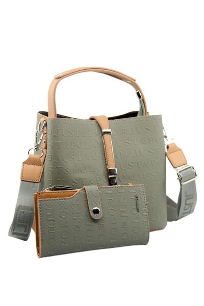 Just Polo Kadın El Ve Omuz Çantası Logolu Kabartmalı Kova Model Cüzdanlı Set ...