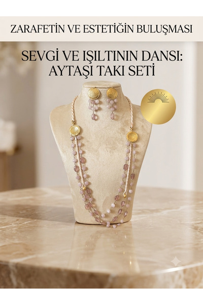 Naturea Botanical Maison Çok Katmanlı Kolye ve Küpe Seti - El İşçiliği Gold T...