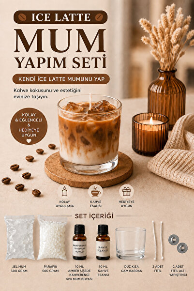 MKC STUDIO Ice Latte Mum Yapım Seti | Kendin Yap (DIY) Kahve Mum Kiti | Kahve...