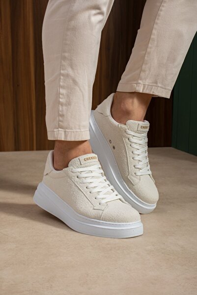 pabucmarketi Lace-Up Men's Sneaker White Suede