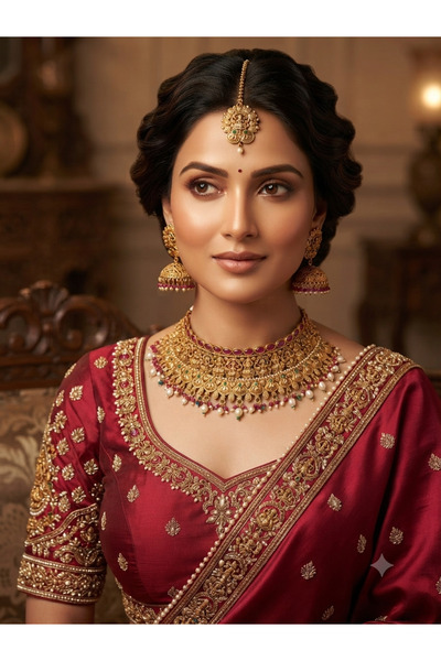 Aashiv's Collection Egzotik Hint Tasarımı Işıltılı Takı Seti