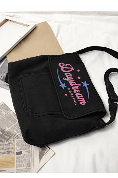 Minga London Μαύρη τσάντα Day Dream με στάμπα τζιν