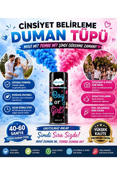 BKMC PARTY Cinsiyet Belirleme Duman Tüpü 400 ml Mavi & Pembe Gender Reveal Ba...