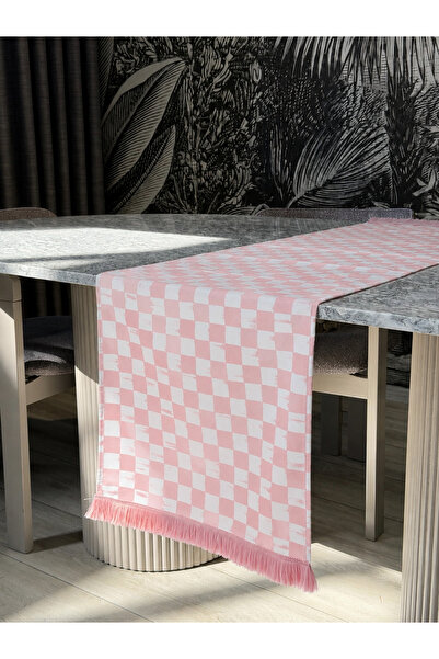 Skhome Checkered Floral Modern Decorative Printed Fringed Runner 1 Piece 40X1...
