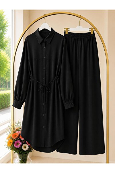 MODA VEDAT Women's Long Tunic Detailed Pants Set -0500 (Tunic 120 Cm, Pants 1...