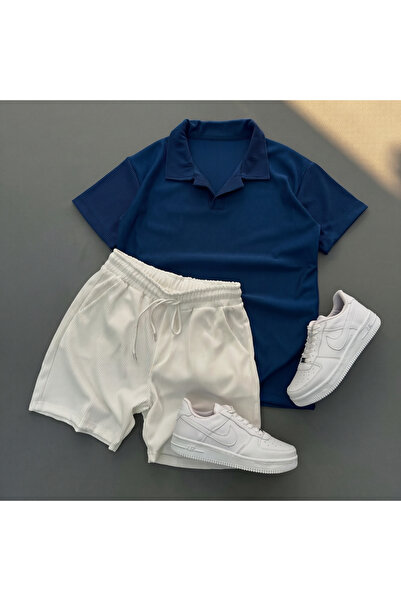 viperkombin Men's T-Shirt and Shorts 2-Piece Set Ribbed Ottoman Fabric Regula...
