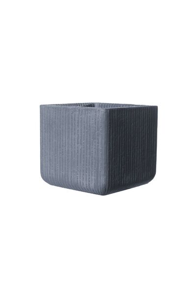SUPERGREENS Γλάστρα Πήλινη Τετράγωνη "Stripe" Γκρι Σκούρο M 30x30x27 εκ.