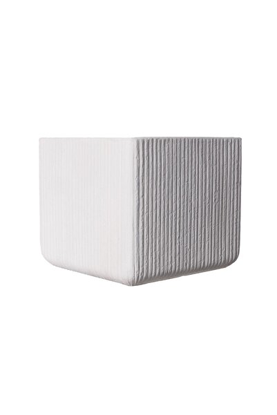 SUPERGREENS Γλάστρα Πήλινη Τετράγωνη "Stripe" Λευκή L 37x37x32 εκ.