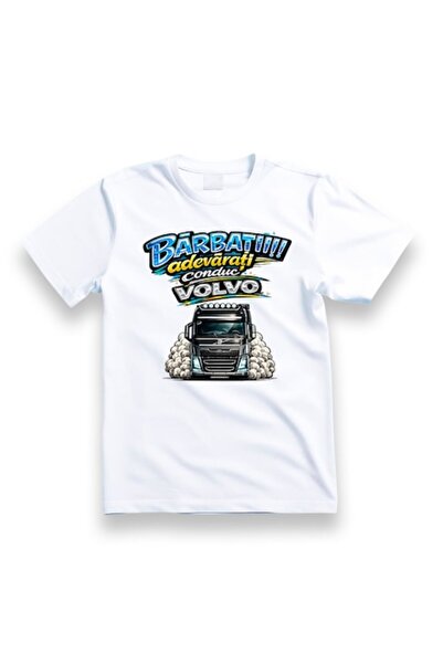 OEM Tricou personalizat cu mesaj: Bărbații adevărați conduc Volvo TIR, 100% b...