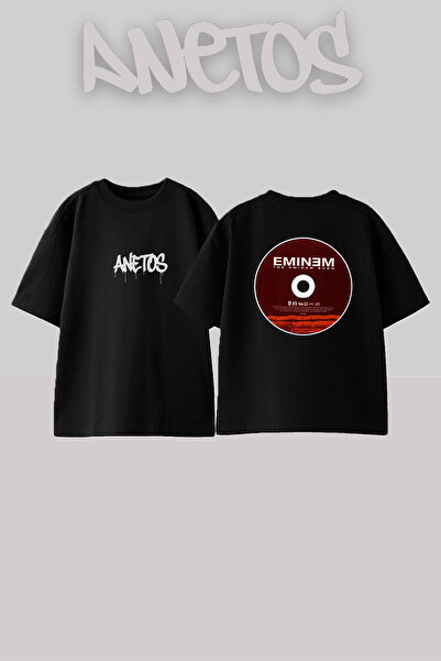 Anetos Eminem Show_1 Μαύρο μπλουζάκι με στάμπα σχεδίου Unisex Oversize