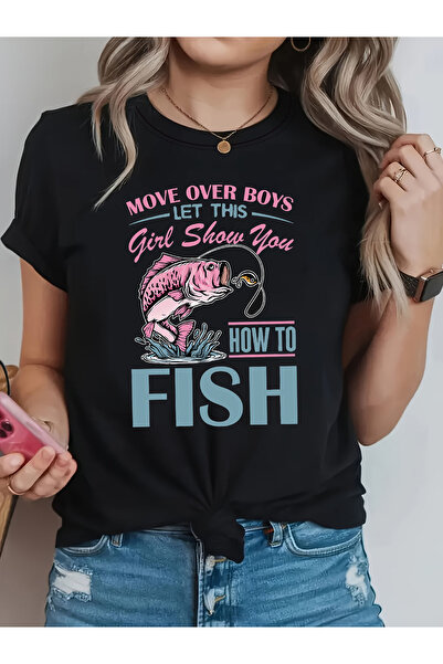 23 nisan Women's "Move Over Let This Show You How to Fish" T-Shirt - Short Sl...
