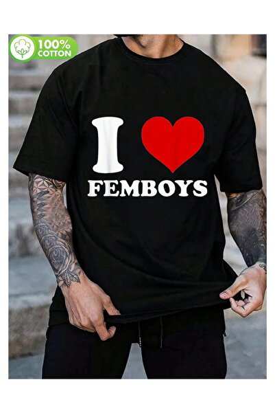 2mcup تي شيرت للرجال والنساء - تي شيرت بتصميم I 100% FEMBOYS مع رسومات قلب أح...