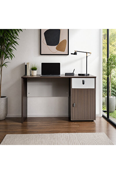 Rahaty Store Wooden desk with modern brown cabinet 120 cm
