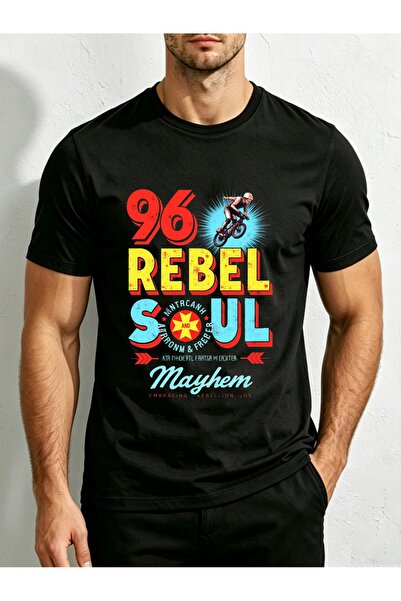 STITCHLY تي شيرت رجالي بتصميم ريترو، 96 Rebel Soul Mayhem، ملابس كاجوال، صيفي...