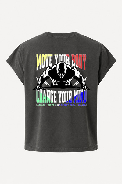 Velostra Men's Oversize Move Your Body Printed Athlete Back Detail Casual Str...