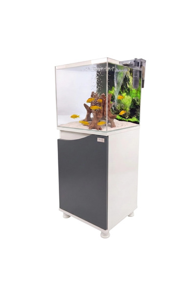 Kanki Pet 40x40x40 Nano Antrasit Sehpalı Akvaryum Seti 6mm Ultra Clear Cam