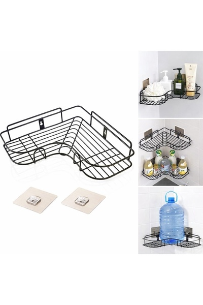 MACVI Etajeră de duș triunghiulară din metal negru — Organizare practică 🌟 🛁