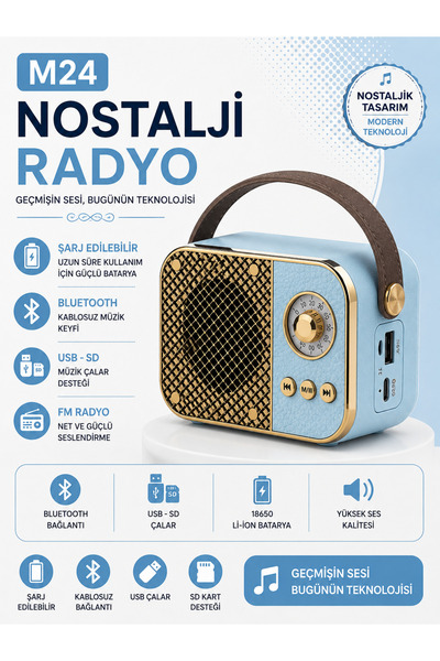 Genel Markalar USB BLUETOOTH NOSTALJİK RADYO