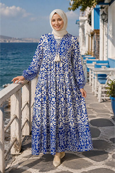 forte bella Trend Maxi Boy Ethnic Pattern Woven Hijab Dress