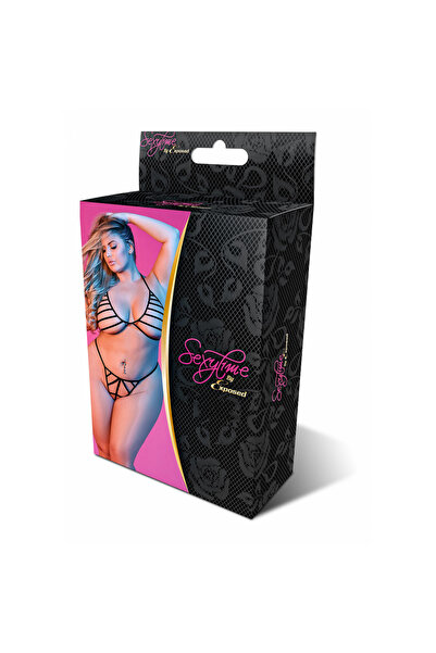 Magic Silk Комплект сутиен и прашки с презрамки - 2Х - Черен