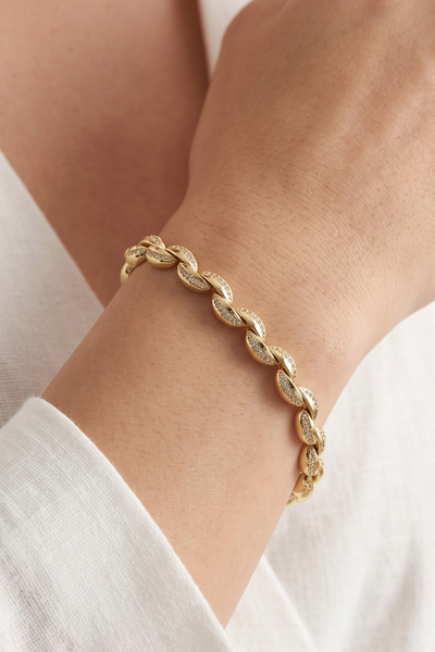 Modacaprea Pirinç 14K Taşlı Yarım Daire Zincir Kadın Bileklik 17+2 cm | Karar...