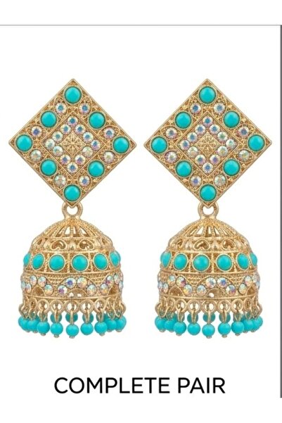 FASHION Antique Golden Geometric Square Drop Jhumka Earrings | Festive Wear T...