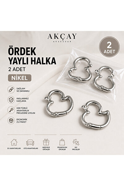 Akçay Aksesuar Duck Spring Ring Retractable Keychain Clips 2Pcs