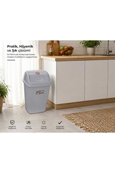 Asil Plastik Elegance 7.5 Liter Multi-Purpose Trash Can with Swinging Lid