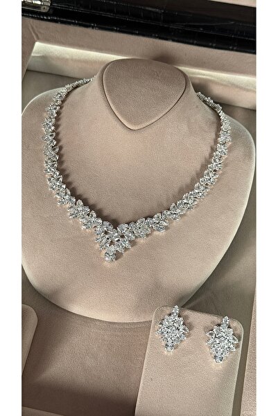 aviola jewelry Paris Bridal Set, Gelin Takı Seti Kolye Küpe Bileklik Yüzük Dü...