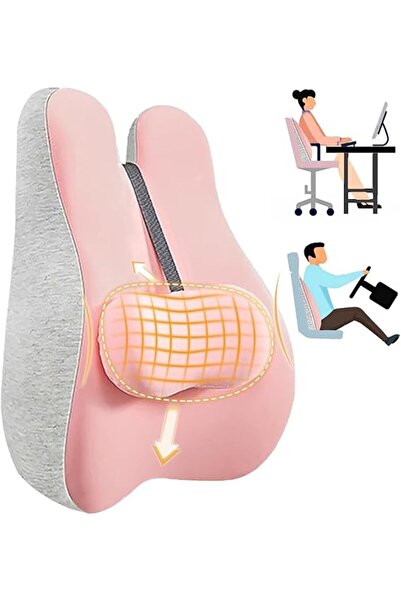 Arabest Heated Lumbar Support Pillow, Adjustable Vibration Memory Foam Back C...
