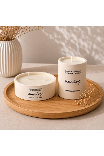 Odunsu Kokulu Mum, Dekoratif Beton Mum Ikili Set