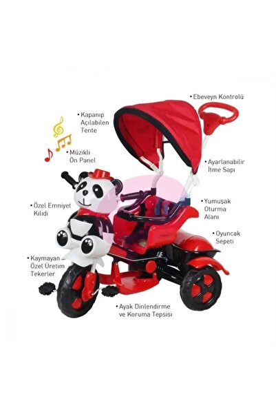 Tıfıl Toys 127 Little Panda Ebeveyn Kontrollü Tenteli Müzikli Tricycle Üç Tek...