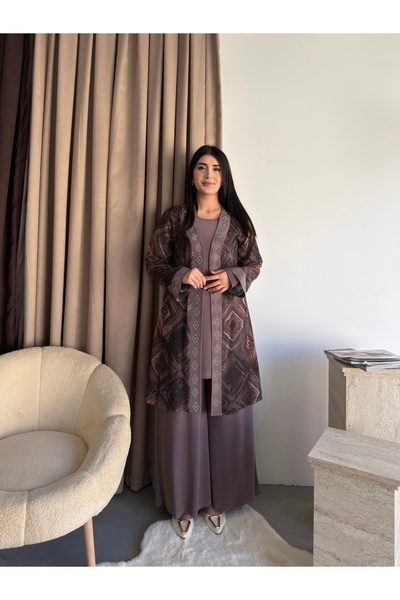 Missrosemoon Yeni Sezon Tesettür 3’lü Takım – Taş detaylı, Tunik ve Pantolon ...