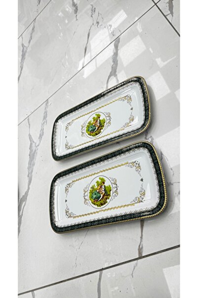 Generic Brand Esterhomedecor 2-Piece Marquise Porcelain Thin Rectangular Pres...