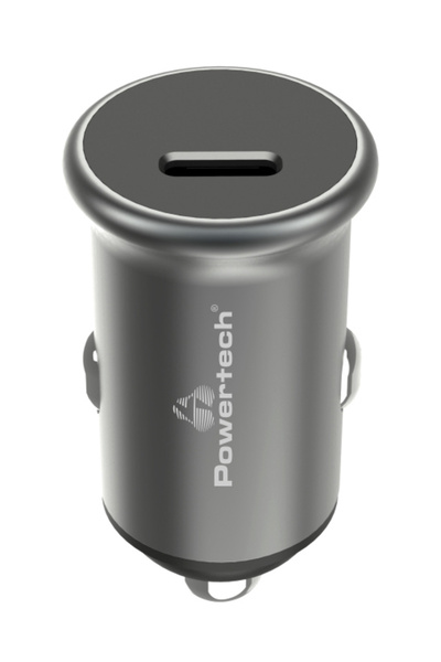 POWERTECH φορτιστής αυτοκινήτου PT-1147, USB-C, 30W PD, γκρι