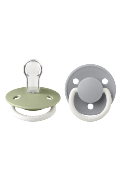 Bibs Комплект светещи силиконови пастифака Colour Glow, кръгло зървело, Sage/...