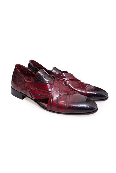 FRANCO CALVANI Burgundy Color Laceless Genuine Leather Leather Sole Men's Shoes