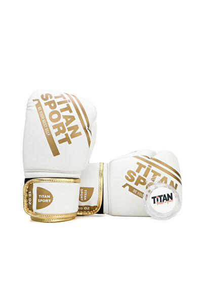 Titan Sport Profesyonel Boks Eldiveni Beyaz Gold, Kick Boks, Muay Thai, Fitne...