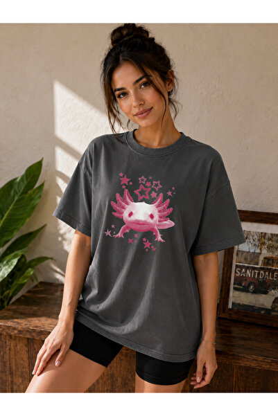 ZİYMO Women's Axolotl Printed Oversized T-Shirt