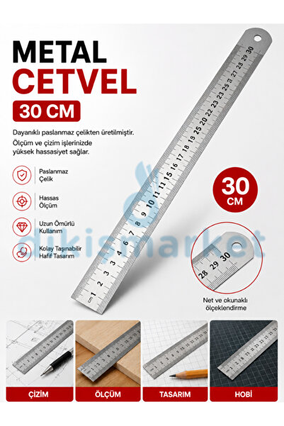 dm dikişmarket 30 Cm Metal Cetvel